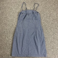 Garnet Hill Dress 12 Blue White Check Thin Strap Empire Waist Pockets Side Zip
