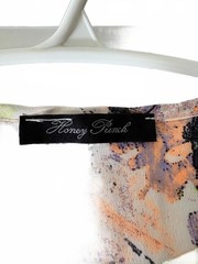 Honey Punch Cream Floral Wrap Dress with Purple and Orange Print