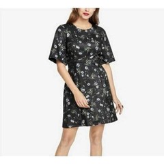 Rachel Rachel Roy Black Floral Metallic A-Line Shift Dress. Sz 8. NWT!