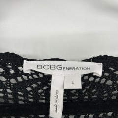 BCBGeneration Black Crochet Sheer Boho Dress Sz L Festival Beach Cover Up Grunge