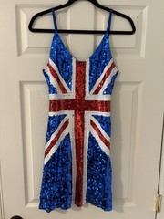 UK Flag British Costume Shine Sequin Dress Great Britain Union Jack
