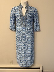 Nicoblu Shalimar Long Tunic Dress size 4 maxi Sapphire Jewel Embellishment