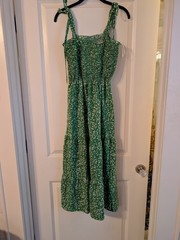 Shein Green & white stretch top maxi dress w/ tie straps (can be worn strapless)