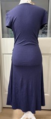 OGL Stretch Cotton Surplice Wrap Dress Size Small Navy Midi Viscose
