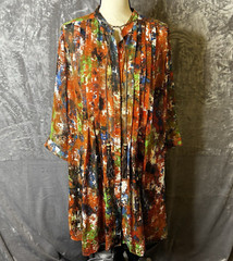 Kut From The Kloth Dress Sz 12 Watercolor Swing Tunic Dress Pleated Lightweight