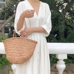 Lady Linen Cotton Dress V-neck Long Belt Button Loose Casual Summer Thin Dress