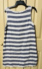 Beach Lunch Lounge Blue Striped Linen Dress Size S Shift Sleeveless Lined