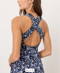 PACT Organic Fit & Flare Open Back Maxi Dress – Paradise Petals Navy Blue NEW