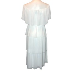 Blush Mark Womens Small White Off the Shoulder Short Sleeve Tiered Midi Dress S