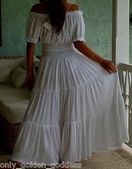 white dress peasant smocked ruffled S M L XL 1X 2X 3X 4X 5X 6X PLUS ONE SIZE