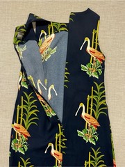 Ann Taylor Factory Navy Shift Dress with Green & Yellow Leaf Print