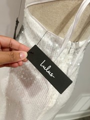 Lulus White Solid Mesh Sequin Long Dress S V-Neck Strappy Open Back Zip | SMALL