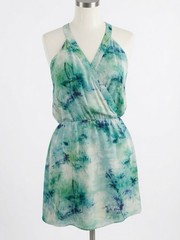Parker Blue Green White Tie Dye V-Neck Sleeveless Elastic Waist Dress Size S