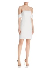 AQUA Womens White Off Shoulder Cocktail Sheath Dress 4