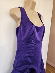 Y2K Monsoon Hitched Bubble Hem Satin Purple Carmel Dress UK 10 S Prom 80s 90s