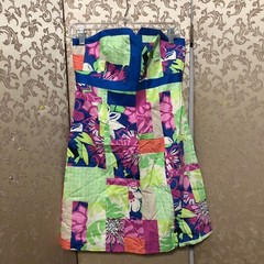 Lilly Pulitzer Blue Green Multi-Color Faux Patchwork Strapless Dress Size 6