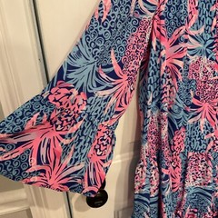 Lilly Pullizer Gabriel Borealis Blue Tropic Down Low Dress, Size 12