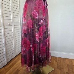 Candalite Plum Floral Glitter Tulle Maxi Dress Size M Romantic Fairytale Cottage