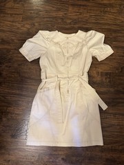 Anthropologie Women’s Ivory Puff Sleeves Belted Mini Dress Sz:8