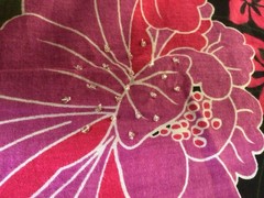 100% Cotton Tropical Pink Hibiscus Maxi Dress 14 Beaded Halterneck Boho Holiday