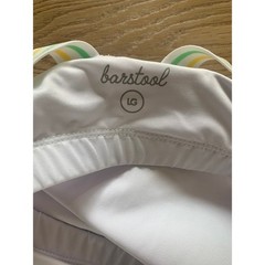 Barstool Sports Women White Tennis Golf Dress Green Yellow Striped Trim Size LG
