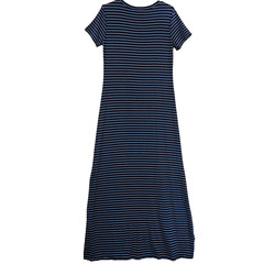 Tommy Bahama Maxi Dress Womens M Navy Blue Striped Scoop Neck Stretch Jersey