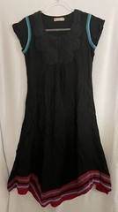 Just Look Dress Womens L Embroidered Trim Handkerchief Hem Lightweight Fabric