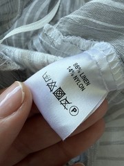 Sahara White Grey Check Lightweight Linen Blend Midi Dress Size XL Lagenlook