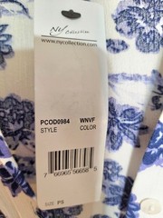 NY Collection Navy Blue & White Floral, Tiered Maxi-Dress, Size PS, NWT