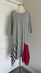 ALEMBIKA COTTON BLEND ASYMMETRICAL HEM SHORT SLEEVE DRESS SIZE XL MADE IN ISRAEL