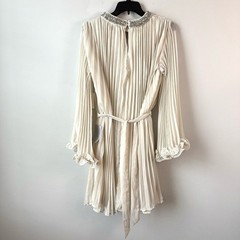 Mila Mae Jewel Keyhole Neck Pleated Dress Ivory M