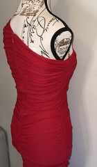 LOVEX DESIGN Red One-Shoulder Ruched Stretch Bodycon Midi Dress Size 2