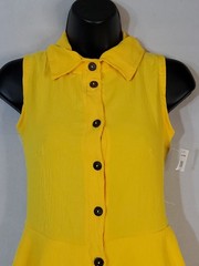 Love Heart Sleeveless Collared Dress Women&rsquo;s Size Small Button Down Skater Prepi