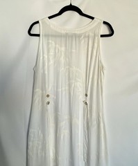 White Long Maxi Hawaiian bottom Front Dress Bamboo Print Size L