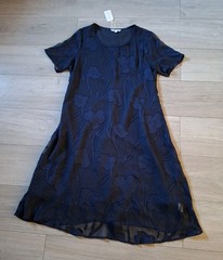 MSGLAMOR Dark Blue Sheer Applique Flared Dress BNWT Party Evening Party UK10/12