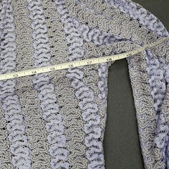 BECCA Purple/Silver Sheer Lace Metallic Bell Sleeve V-Neck Mini Dress M