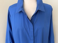 New and Authenic S. Max Mara Blue Cotton Shirt Dress , Size 12, MSRP $760.00