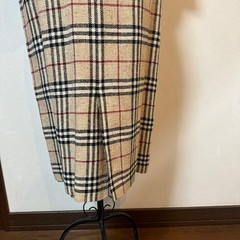 Burberry Nova Check Dress L (40) Beige High Neck Three Quarter Sleeve Auth