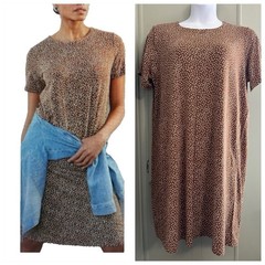 J.Jill 2X Wearever A-Line Dress Polka Dots Latte Brown White 2 Side Pockets