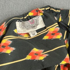 Ecote Mini Dress Womens XS Black Excellent Ikat Print Off Shoulder Long Sleeve