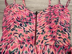 Roxy « A Shore Thing » Pintucked Front Zip Smocked Dress Small Resort Beach Party