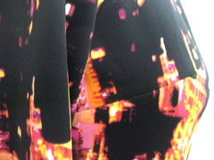Bold Elements Plus One Shoulder Abstract Print Bodycon Midi Dress 1X Long Sleeve