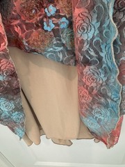 Happy People Lace Beaded Halter Maxi Dress Pink Blue Floral Mesh Sz S Lined NWT
