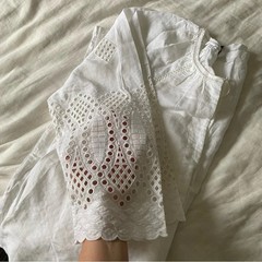 J.Crew, white embroidered, open work, kaftan – slim for XL, linen/cotton blend