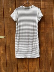 Thread Supply Dress Small, White w/ Black Horizontal Stripes