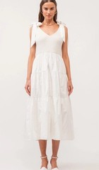 NWT Sofie The Label Sienna Rib Knit Tiered Midi Dress Sz S Off White