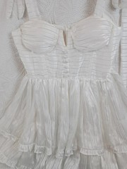 NWOT White Shimmer Tiered Ruffle Mini Dress | Size S | Boutique Style
