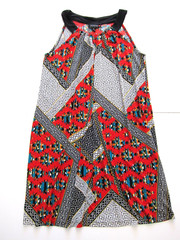 En Focus Red Black Green Geometric Stretch Tunic Sheath Shift Tank Dress 14W