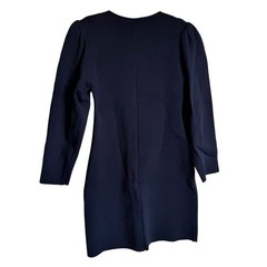 Scanlan Theodore Gather Sleeve Dress Size Medium M Mini Navy Crepe Knit