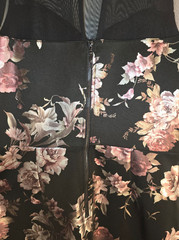 Maurices Black Floral Mesh Metallic Shine Knee Length Dress Medium Illusion